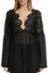 Free People Magdalene Crochet Tunic Top In Black In Black