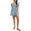 Free People Maggie Mae Floral Print Tunic & Shorts In Diva Blue Combo
