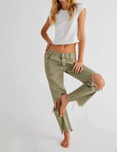 Free People Maggie Mid Rise Straight Jeans In Moss In Green