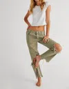 FREE PEOPLE MAGGIE MID RISE STRAIGHT JEANS IN MOSS