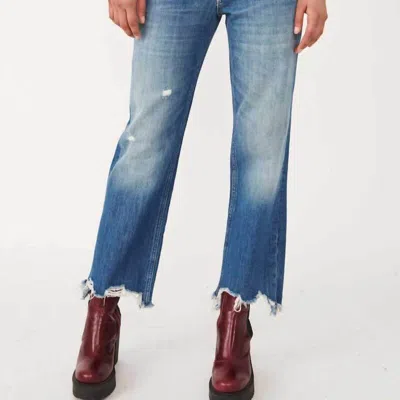 Free People Maggie Mid Rise Straight-leg Jean In Sequoia Blue