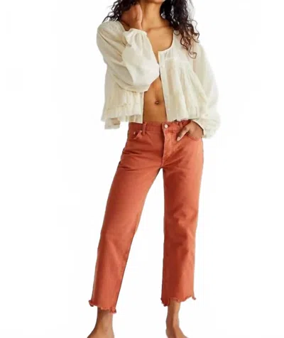 Free People Maggie Mid Rise Straight Leg Jeans In Rare Sienna In Red