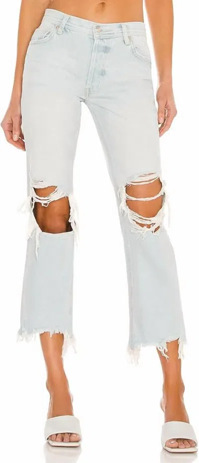 Free People Maggie Mid-rise Straight Jeans In Paradise Blue