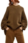 Free People Maisie Oversize Sweater In Olive Fudge Combo