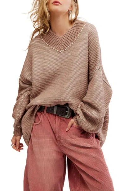 Free People Maisie Oversize Sweater In Stucco Combo