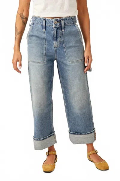 Free People Major League Mid Rise Jeans In Envy In Multi