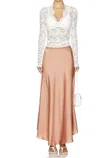 Free People Make You Mine 1/2 Slip Maxi Skirt In Cafe Latte In Multi