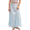 Free People Make You Mine Lace Inset Satin Maxi Slip Skirt In Blue