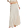 Free People Make You Mine Lace Inset Satin Maxi Slip Skirt In White