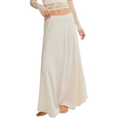 Free People Make You Mine Lace Inset Satin Maxi Slip Skirt In Cream