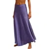 Free People Make You Mine Lace Inset Satin Maxi Slip Skirt In Heron