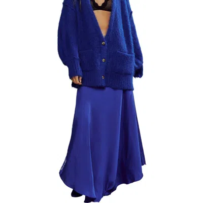 Free People Make You Mine Lace Inset Satin Maxi Slip Skirt In Mazrine