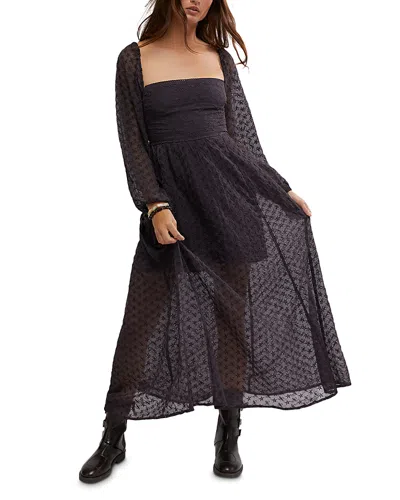 Free People Malina Eyelet Maxi Dress In Gray