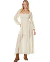Free People Malina Maxi Dress Womens Tan Embroidered Eyelet Semi Sheer Gbo1181 In Multi