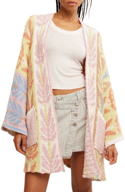 Free People Mallorca Oversize Open Front Cardigan In Spring Breeze Combo