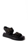 Free People Women's Mandi Square Toe Raffia Sandals In Black