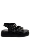 Free People Women's Mandi Square Toe Raffia Sandals In 黑色
