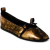 Free People Mania Bow Ballet Flat In Bronze Age Metallice