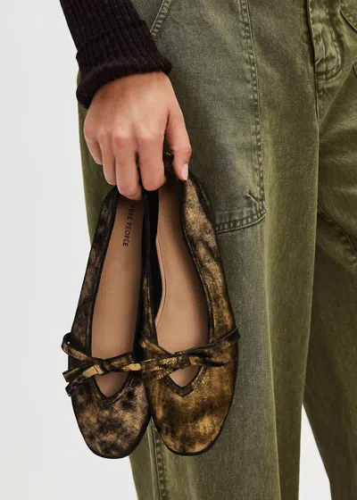 Free People Mania Bow Flat In Bronze Flecks
