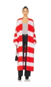 Free People Mantra Stripe Oversize Longline Cardigan In Red