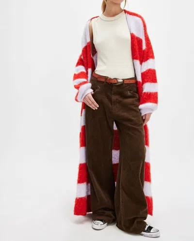 Free People Mantra Cardigan In Poppy Ice Combo In Red