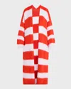 Free People Mantra Stripe Oversize Longline Cardigan In Poppy Ice Combo