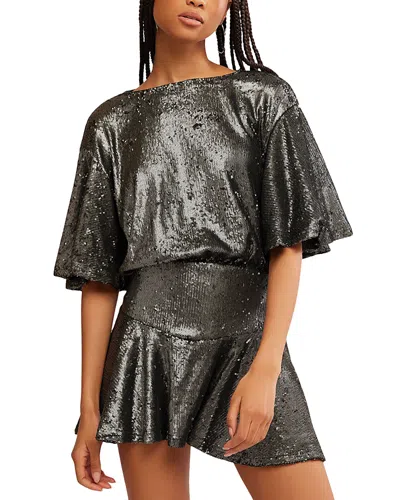 Free People Manuka Sequin Mini Dress In Silver