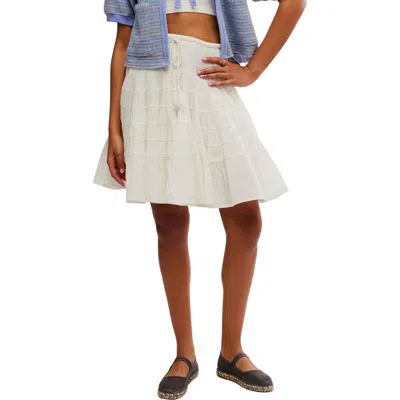 Free People Many Layers Tiered Cotton Mini Skirt In Gray