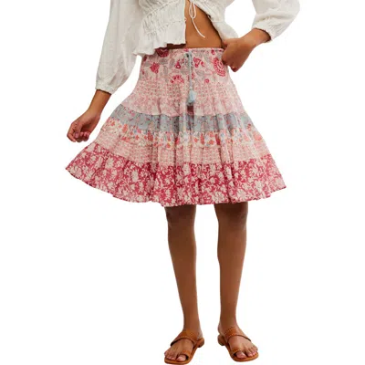 Free People Many Layers Mixed Print Tiered Cotton Skirt In Multi