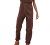 Free People Marci Coverall Button Front Short Sleeve Jumpsuit In Pinecone In Brown