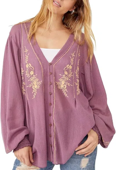 Free People Margie Top In Candied Lilac In Brown