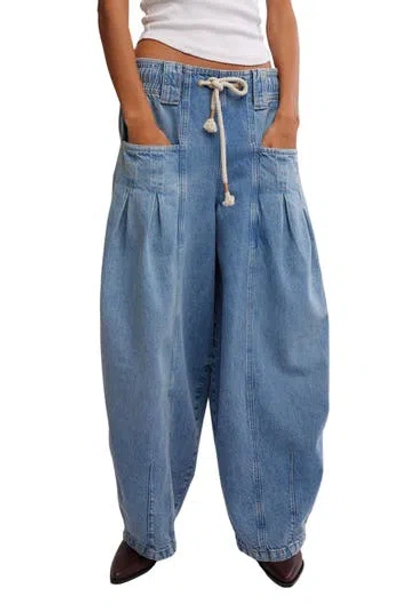 Free People Margo Wide Barrel Leg Pull-on Jeans In Bergamot