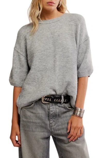 Free People Margot Oversize Short Sleeve Sweater In Gray
