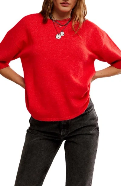 Free People Margot Oversize Short Sleeve Sweater In Red
