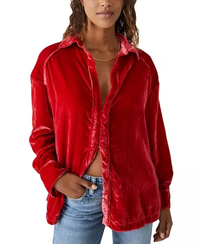 Free People Marianne Velvet Blouse In Red
