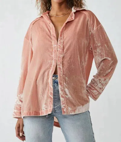 Free People Marianne Velvet Blouse In Sun Blush In Multi