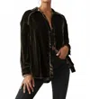 Free People Marianne Velvet Long Sleeve Shirt In Midnight Brown In Black