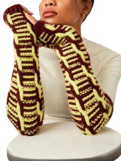 Free People Mariella Cable Knit Arm Warmers In Ultra Violet In Multi