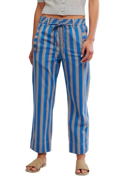 Free People Marielle Stripe Cotton Drawstring Pants In Blue