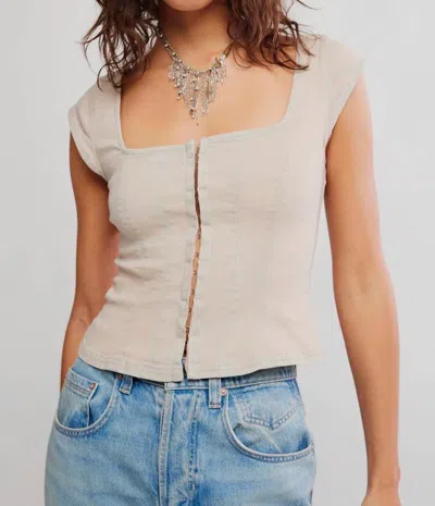 Free People Marilyn Denim Corset Top In Tofu In Neutral