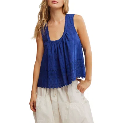 Free People Marina Eyelet Tank In Bellwether Blue