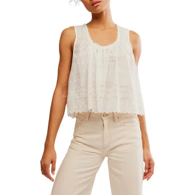 Free People Marina Eyelet Tank In Clean Ivory