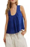 Free People Marina Eyelet Tank Top In Bellwether Blue In Multi