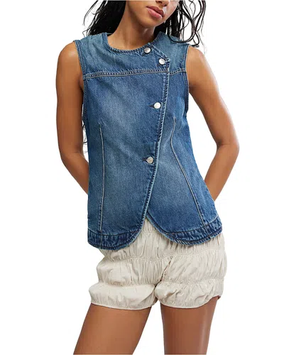Free People Maris Sleeveless Denim Top In Blue