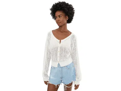 Free People Maris Fine Gauge Cardi Women's Sweater Clean Ivory: Md (women's 8-10) In White