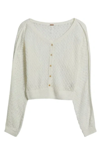 Free People Maris V-neck Fine Gauge Linen Blend Cardigan In Multi