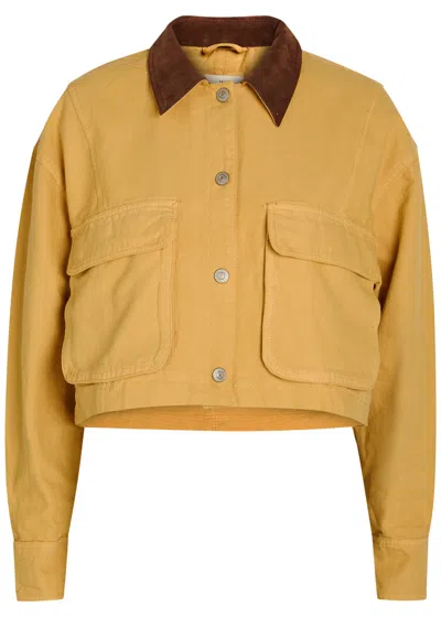 Free People Martha Cropped Cotton-twill Jacket In Brown
