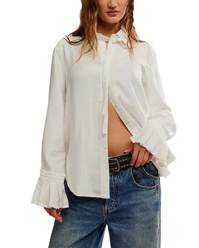 Free People Mary Lou Pleated Cuff Button-up Shirt In Multi
