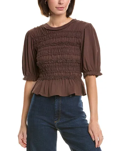 Free People Maxey Knit Top In French Chocolate In Multi