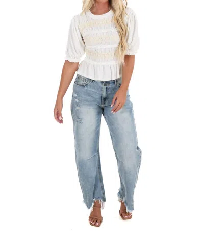 Free People Maxey Knit Top In Ivory In Multi